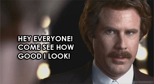 Ron Burgundy Anchorman with quote "Hey everyone! Come see how good I look!"