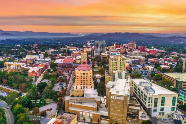 Scenic view of the skyline of Asheville, NC