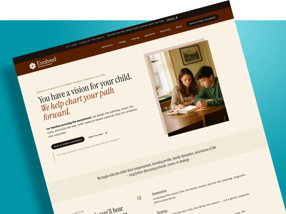 Evolved Education Website Design