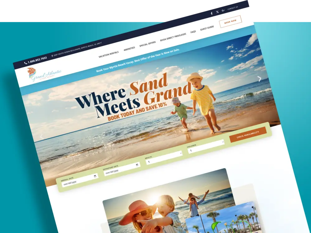 Grand Atlantic Resort in Myrtle Beach sc website design