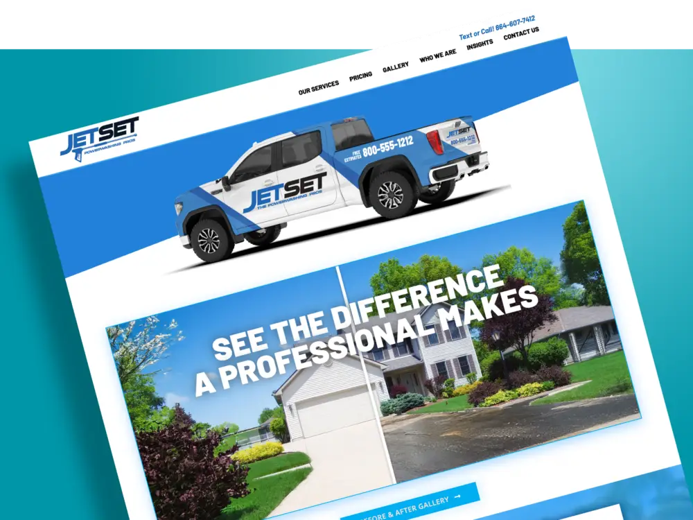 Jet Set Pressure Washing's custom website