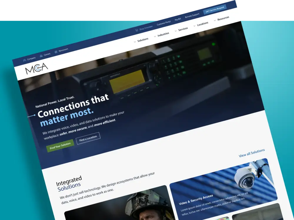 Website design of the CallMC.com website featuring video header