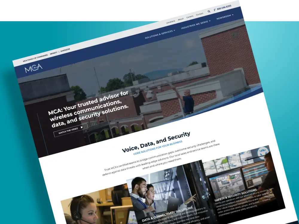 MCA's Website Design with an interactive video header